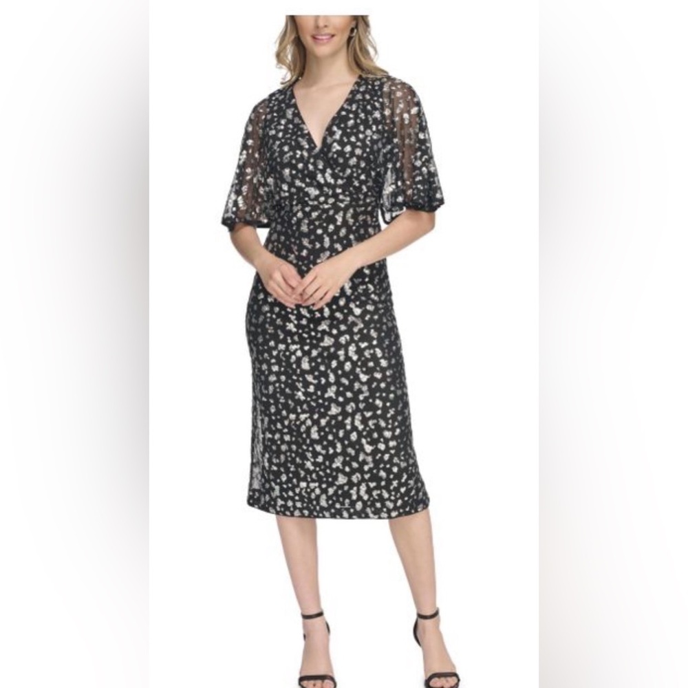 Kenzie Black & Silver Sequins Midi dress- Size 10